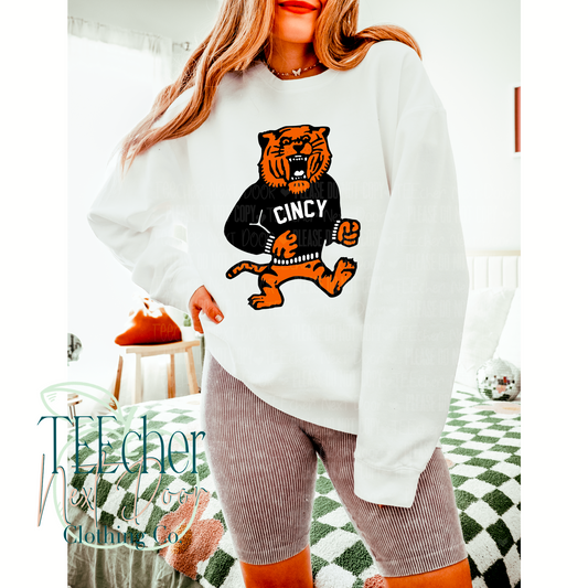 White Retro Varsity Sweater Bengal