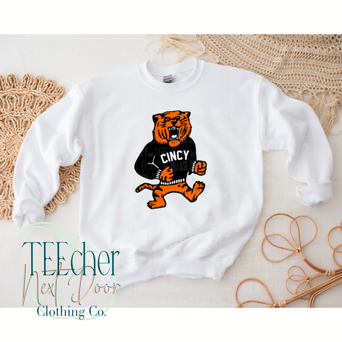 White Retro Varsity Sweater Bengal