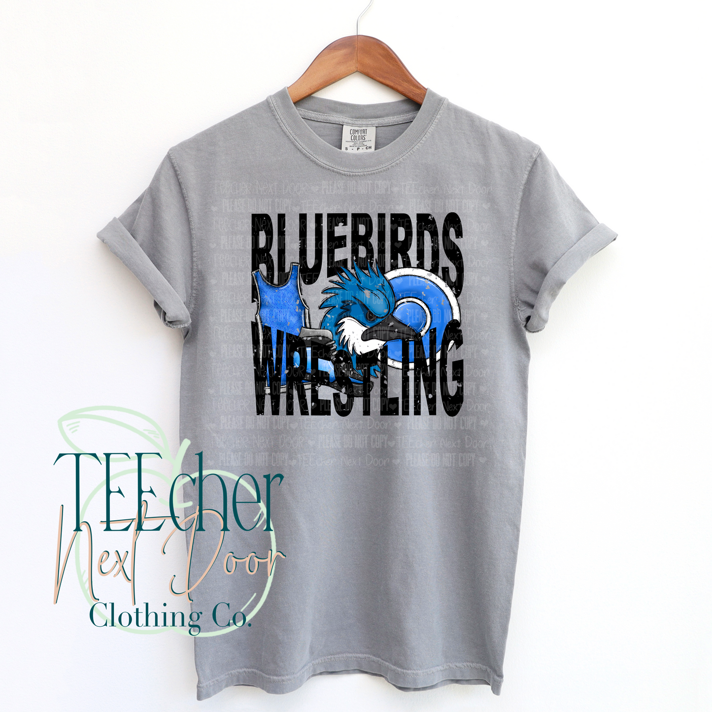 Bluebirds Wrestling Geometric- Distressed