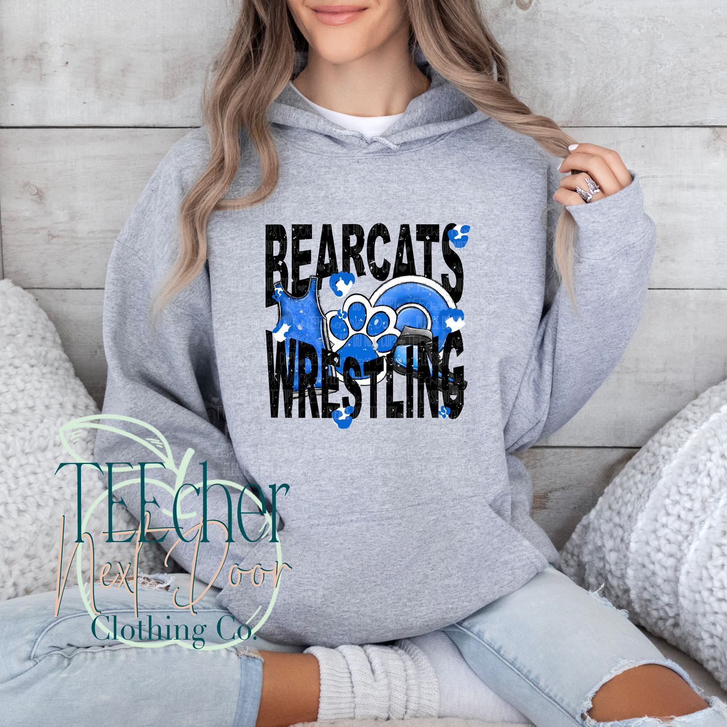 Bearcats Wrestling Geometric- Distressed