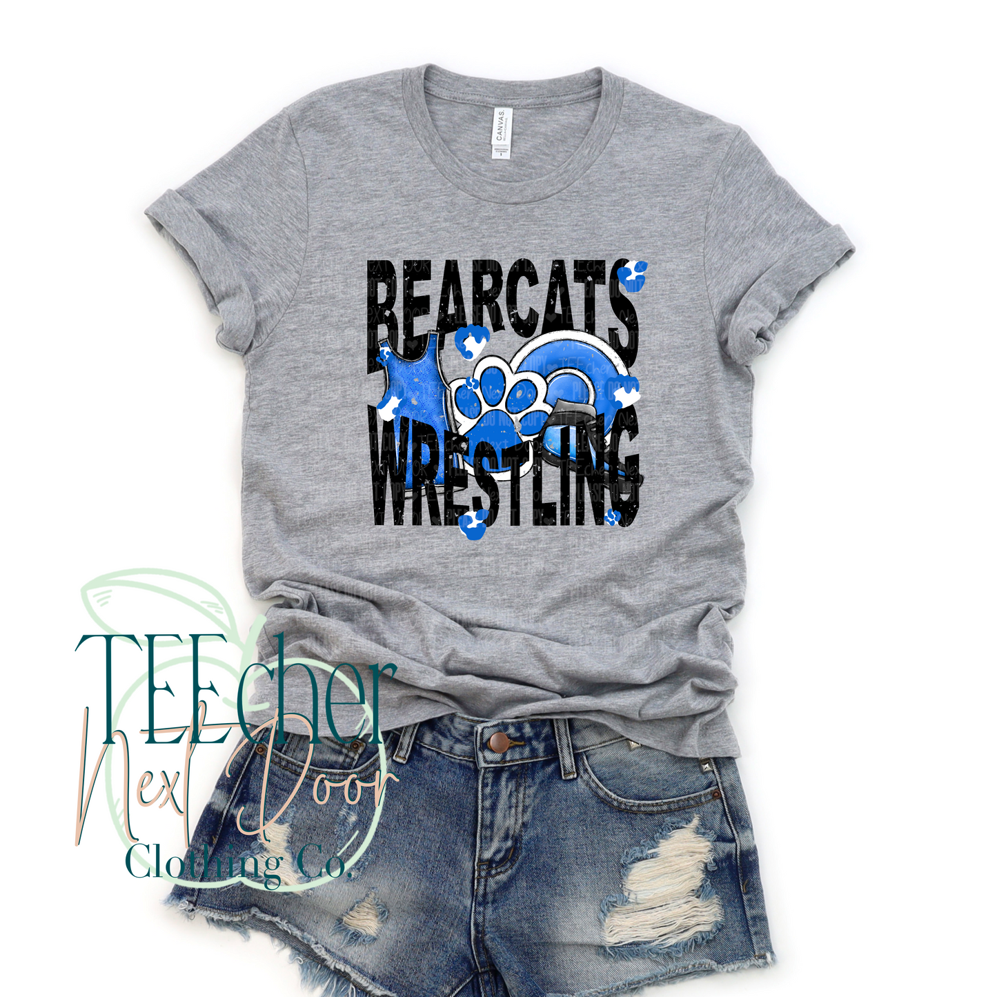 Bearcats Wrestling Geometric- Distressed