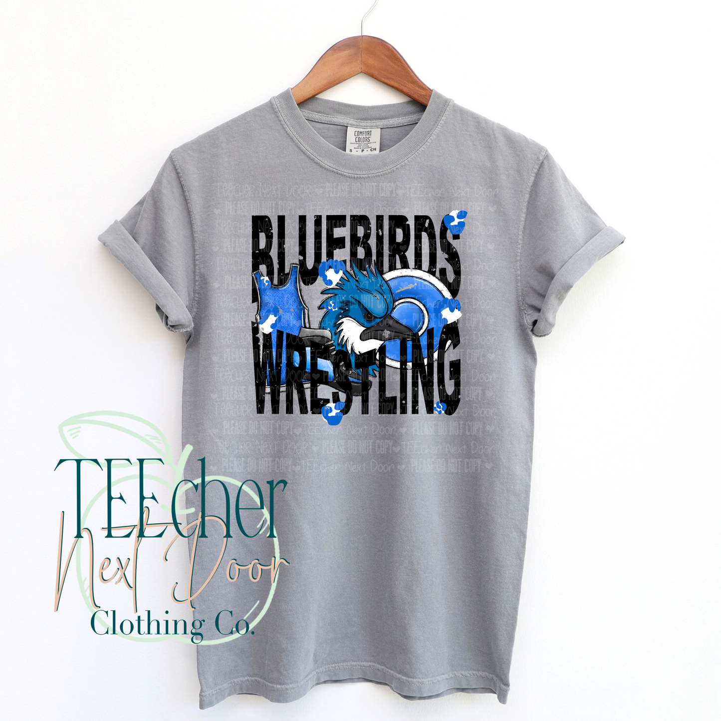 Bluebirds Wrestling Geometric- Distressed