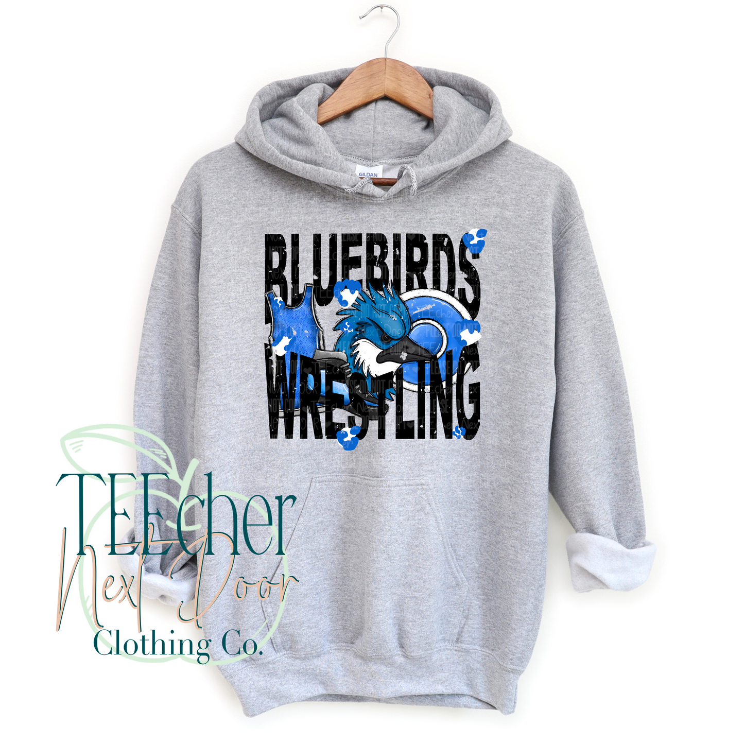 Bluebirds Wrestling Geometric- Distressed