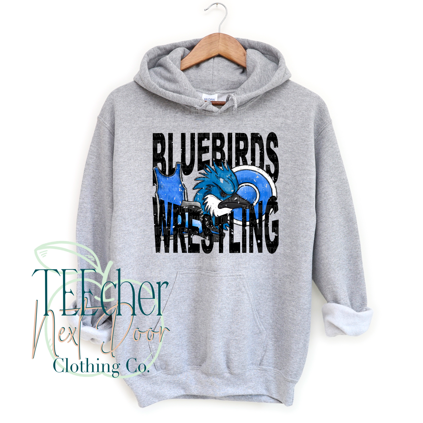 Bluebirds Wrestling Geometric- Distressed