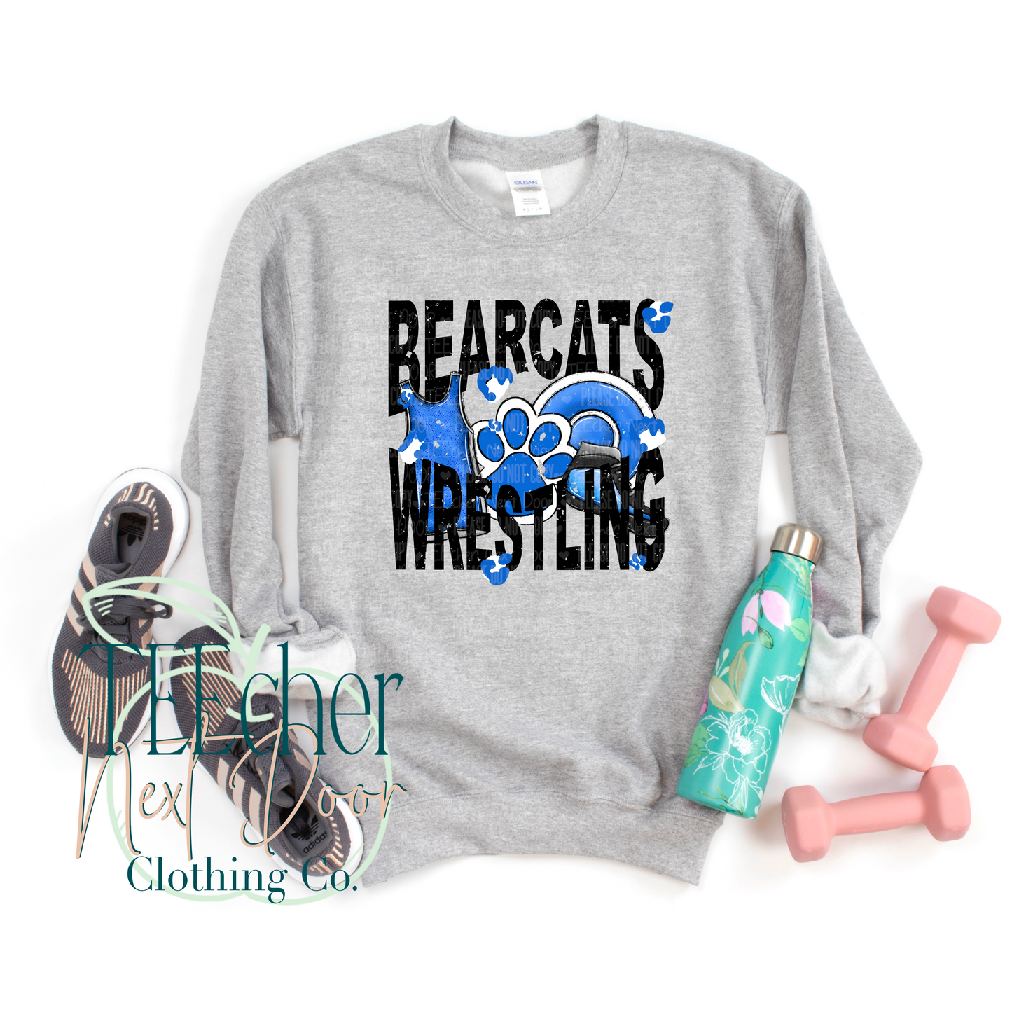 Bearcats Wrestling Geometric- Distressed