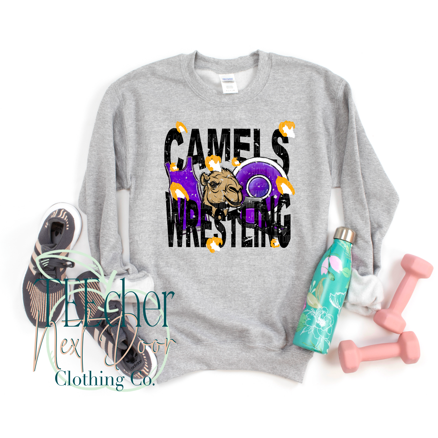 Camels Wrestling Geometric- Distressed