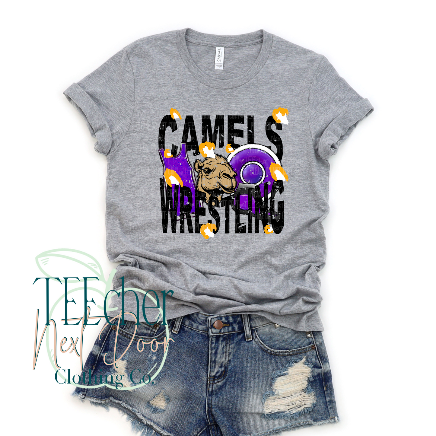 Camels Wrestling Geometric- Distressed