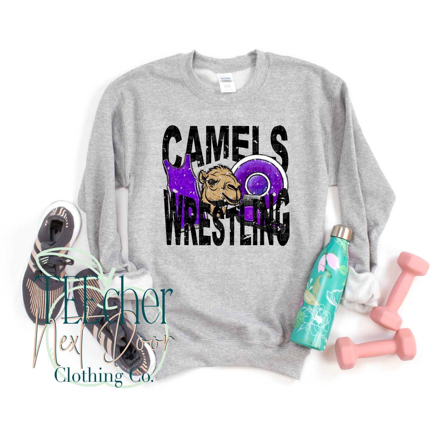 Camels Wrestling Geometric- Distressed