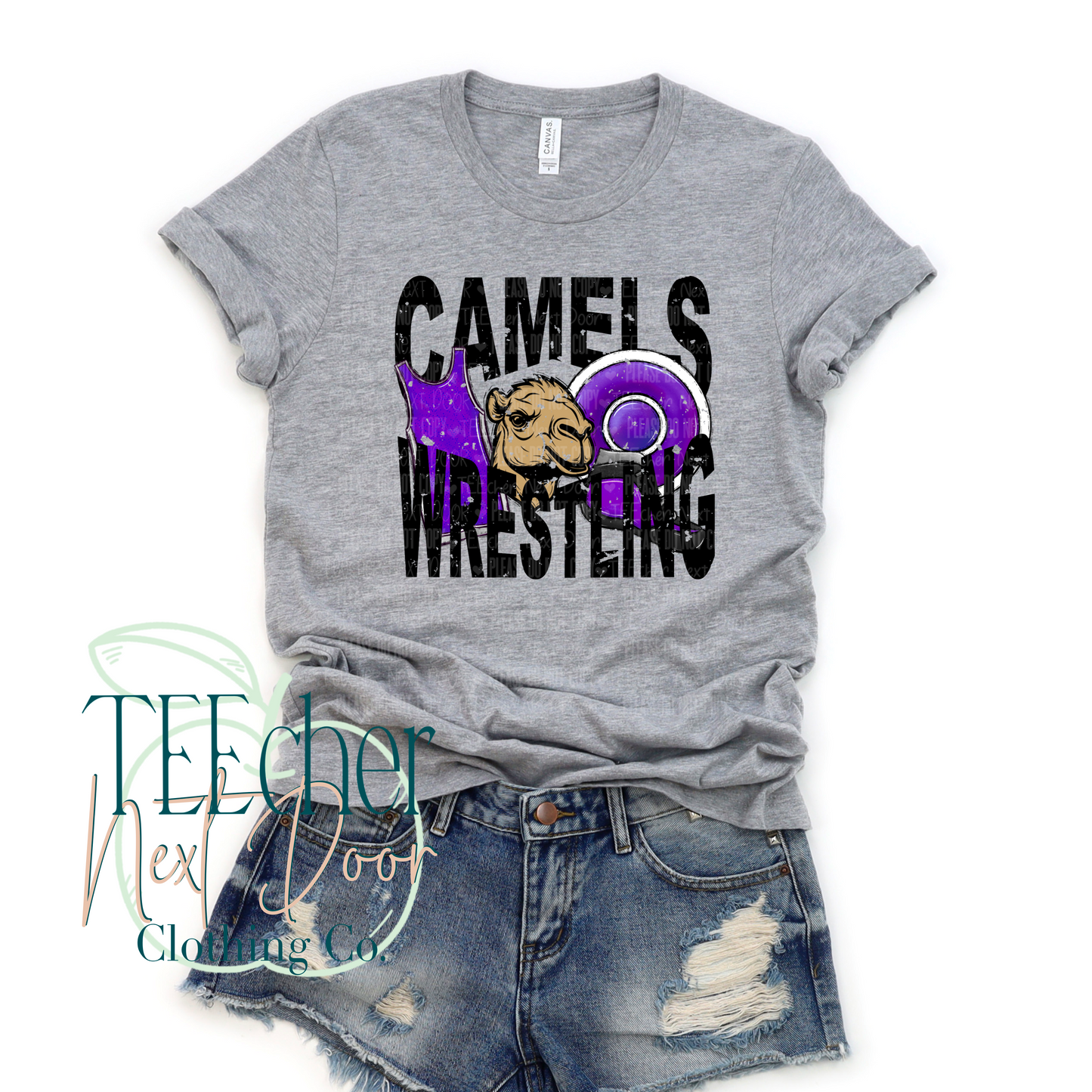 Camels Wrestling Geometric- Distressed