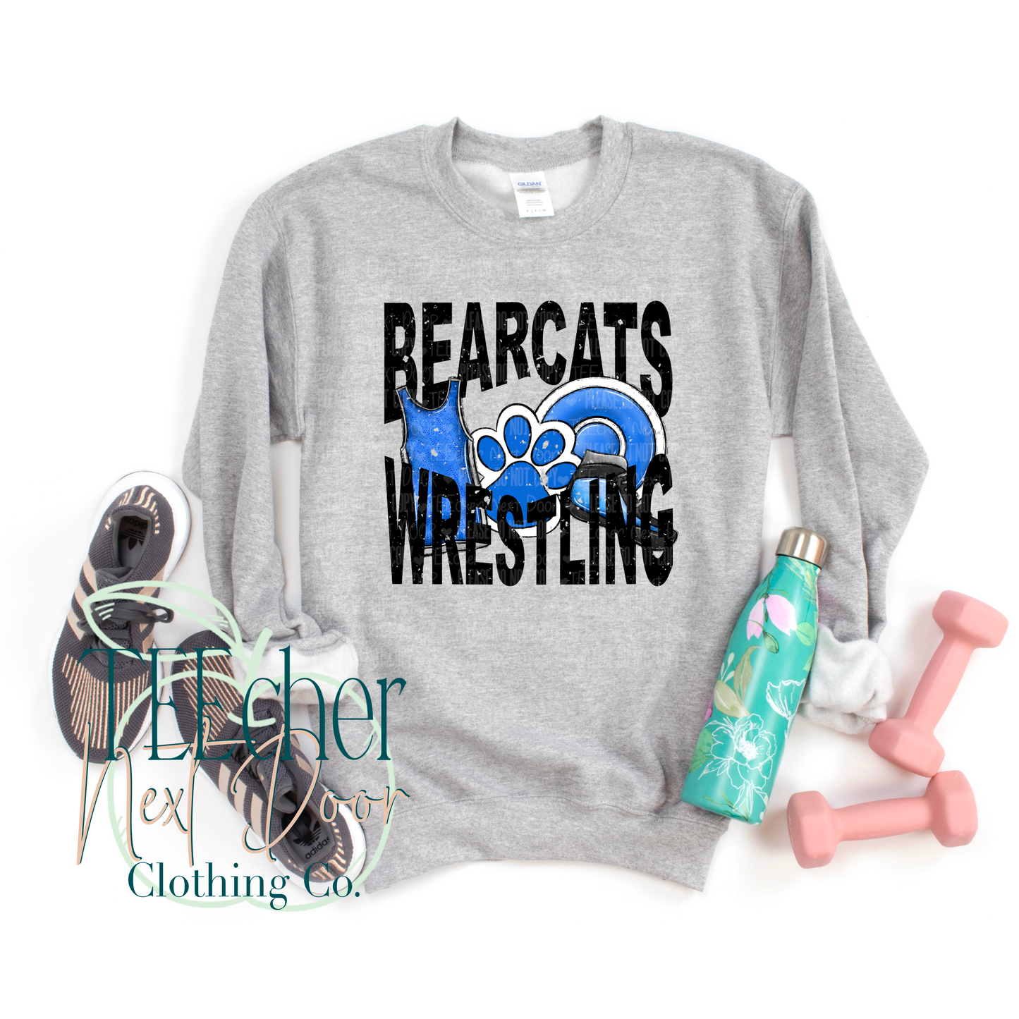 Bearcats Wrestling Geometric- Distressed