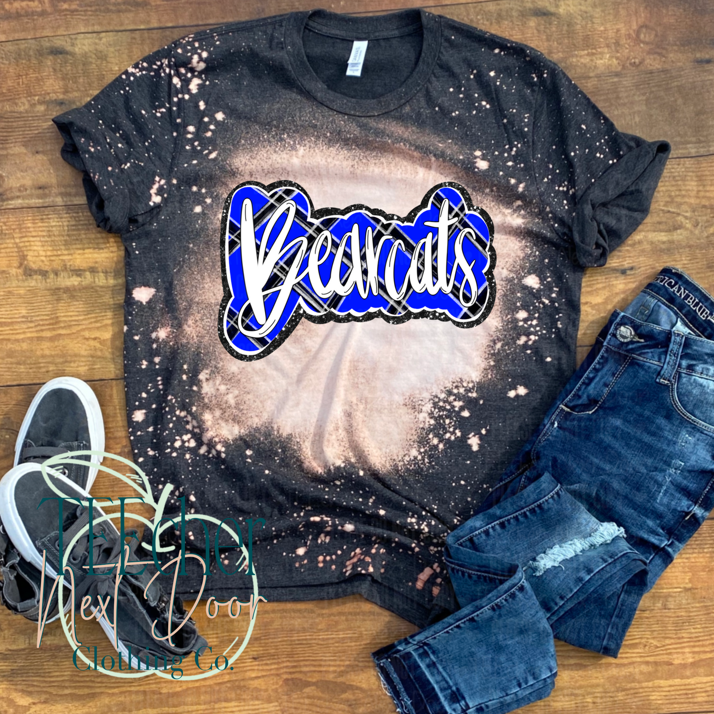 Blue Bearcats Plaid Script