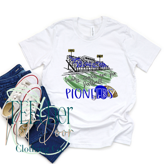 pioneers football. friday night football. blue custom football.