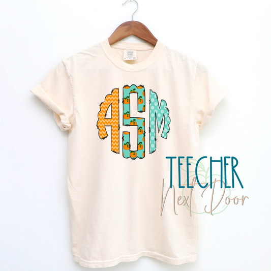 Fall monogram tee. Fall monogram crewneck. Fall monogram sweatshirt.