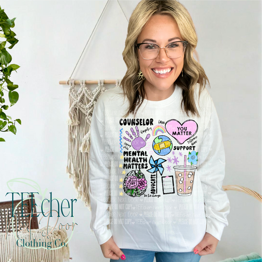 Counselor tee. Counselor Crewneck. Mental Health Matter Tee. Mental Health Matters. Crewneck.