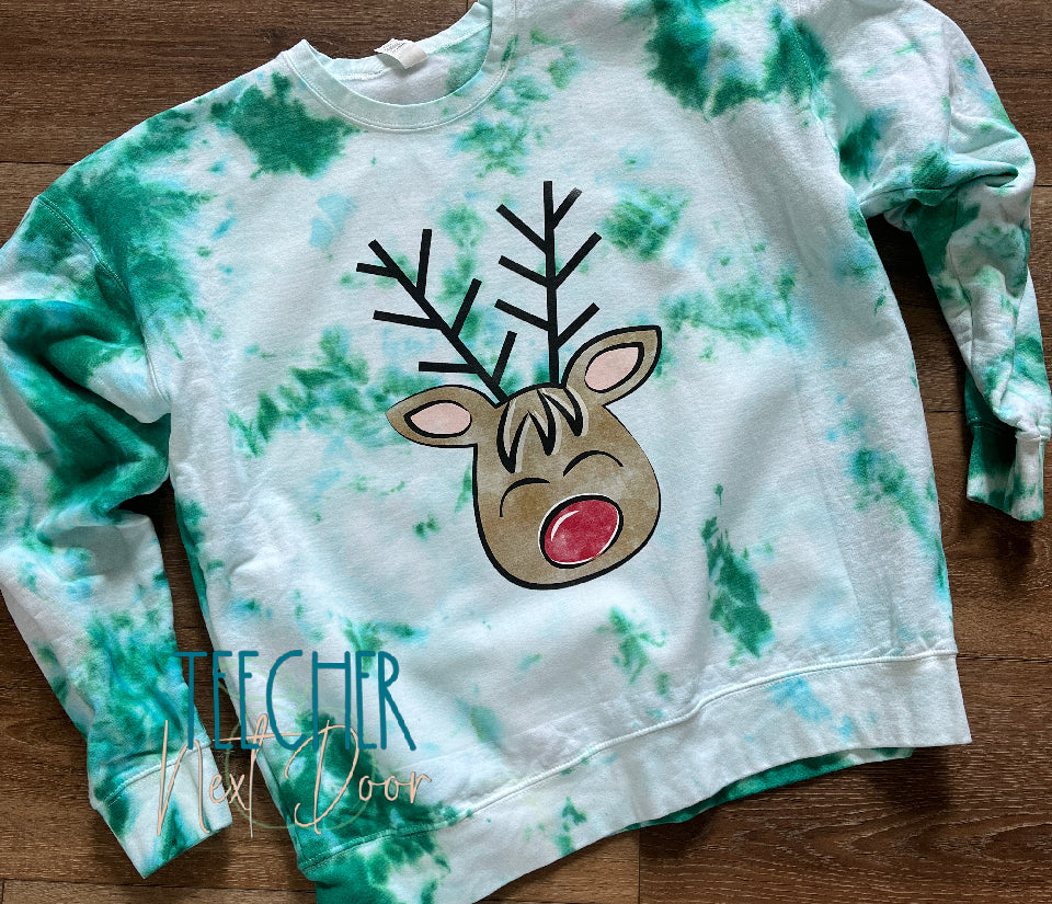 tie dye reindeer sweatshirt