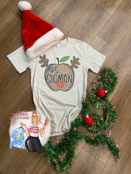 Personalized Reindeer Apple Tee