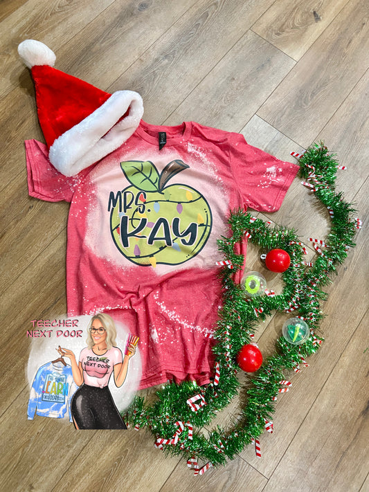 Personalized Christmas Lights Apple Tee