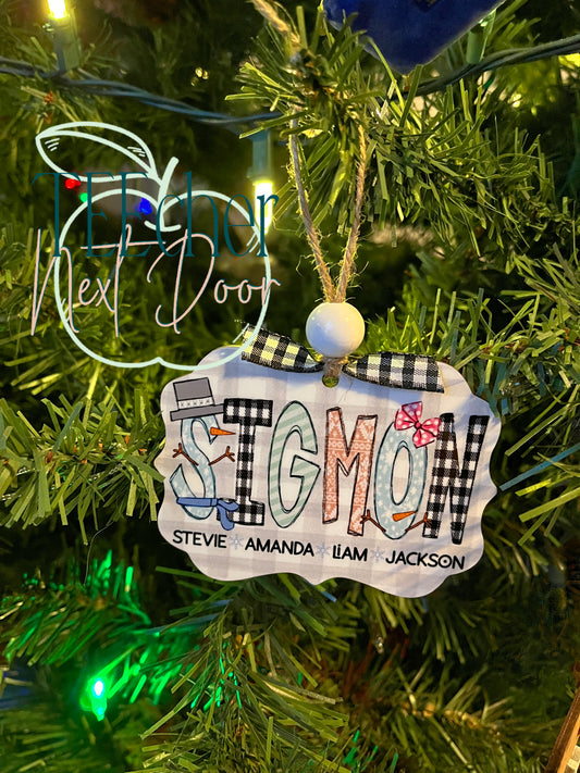 Custom Snowman Family Name Ornament