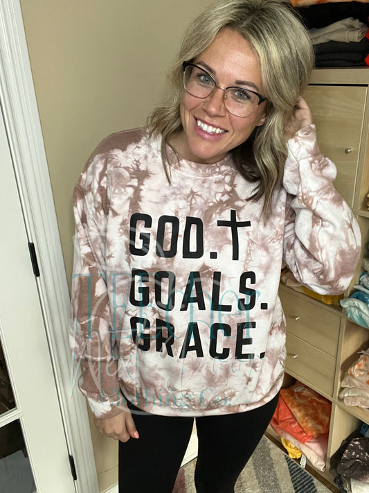 God Goals Grace Sweatshirt. God Goals Grace Tee. Religious Sweatshirt. Religious Tee.